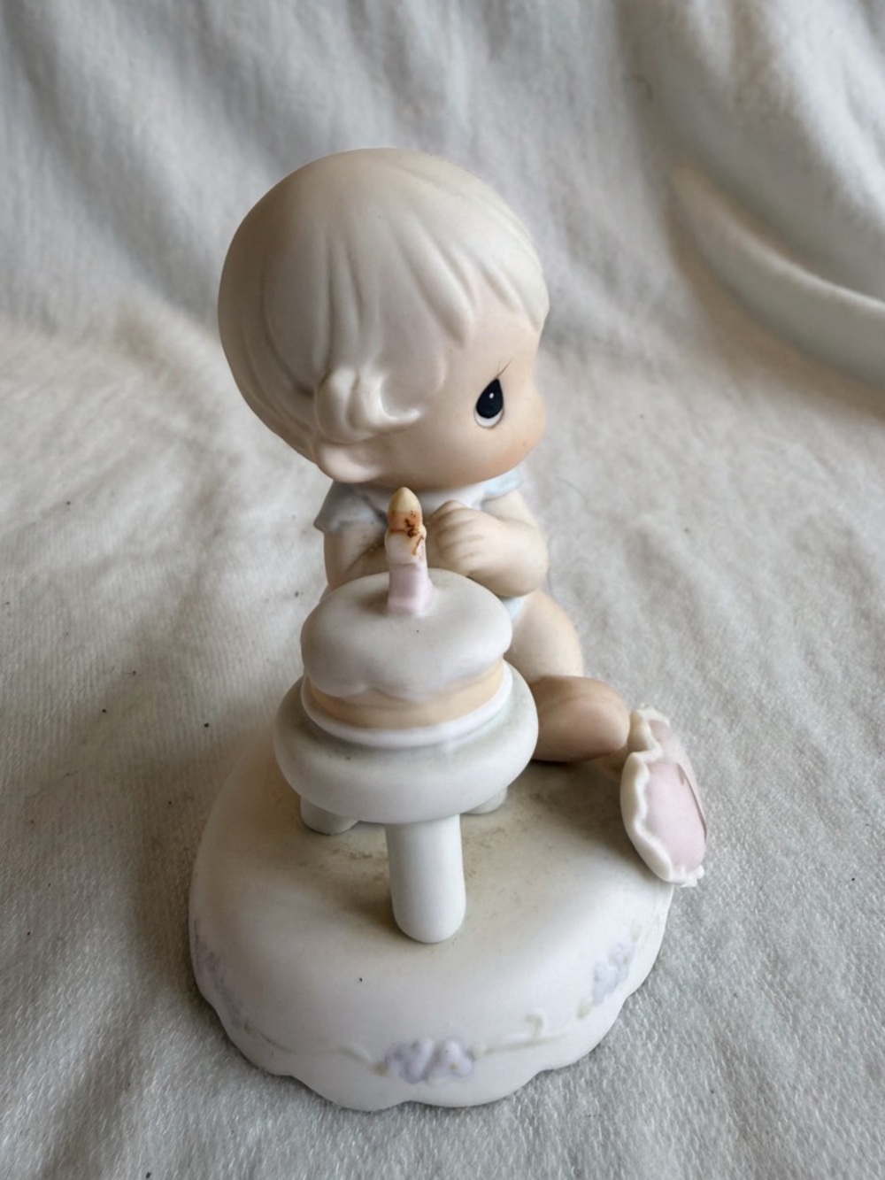 Precious Moments Cream Porcelain Baby Figurine with Pink Accents